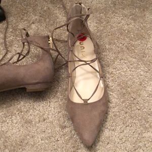 Lace up neutral flats